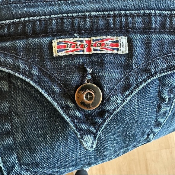 Hudson Button Fly Mid Rise Dark Wash Straight Leg Denim Jeans - Picture 12 of 12